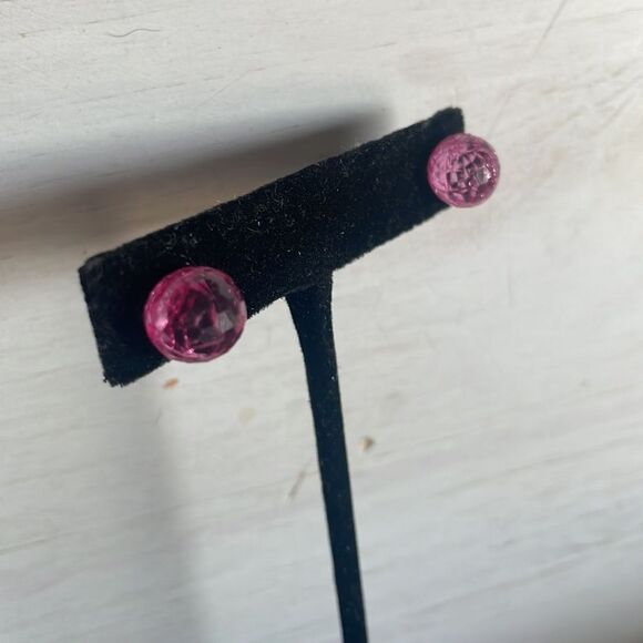 Pink Cracked Ball Stud Earrings - Picture 6 of 14